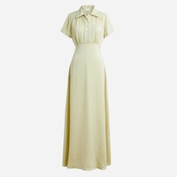 J Crew X Eveliina Vintage Limited Edition Helmi Silk Button Mint Dress - Picture 3 of 15